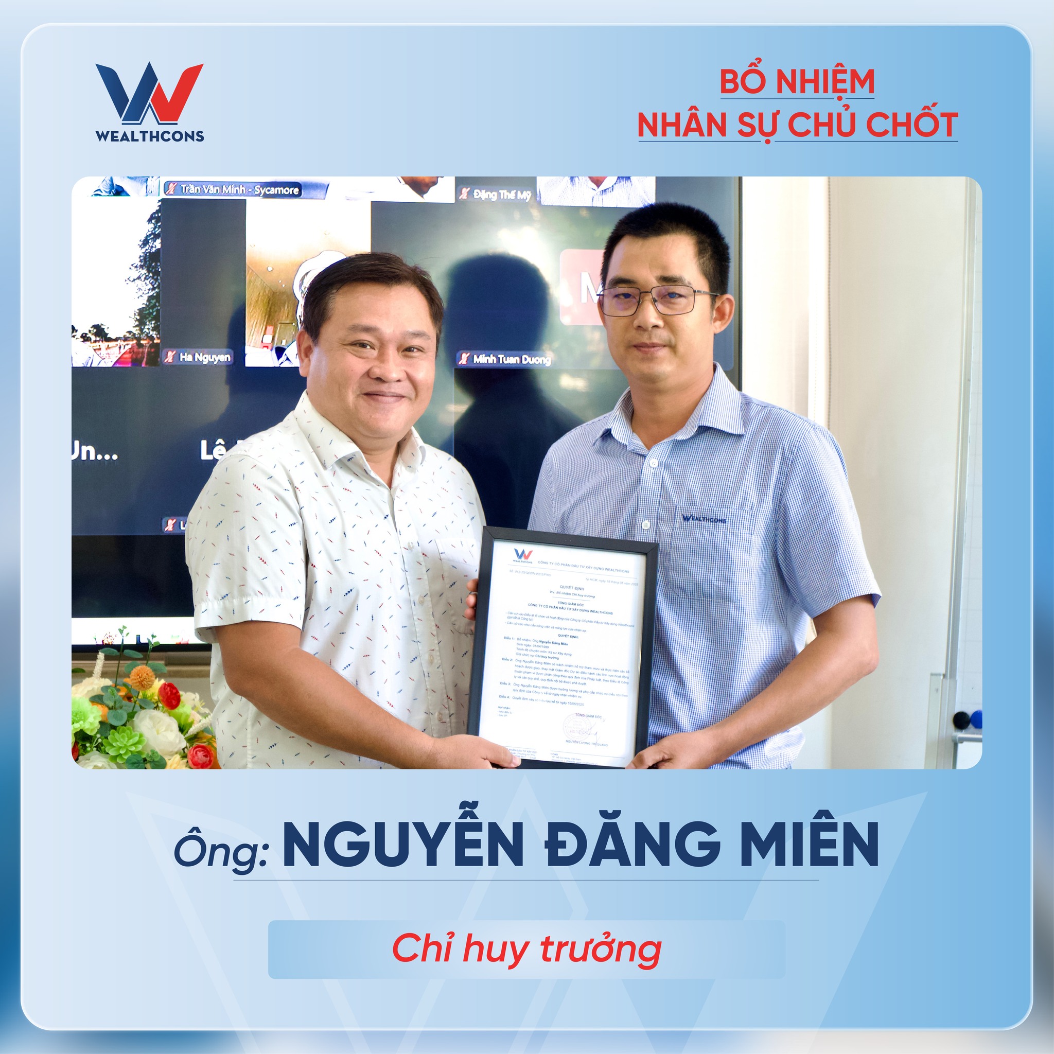 WEALTHCONS APPOINTS NEW SITE MANAGERS